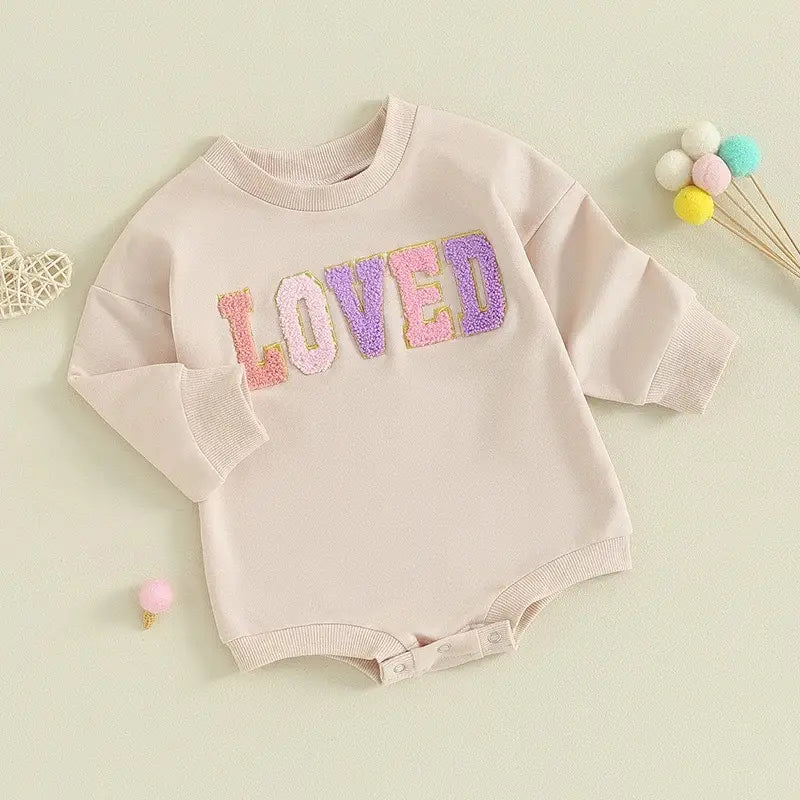 Infant Toddler Long Sleeve Alphabet Embroidery Romper