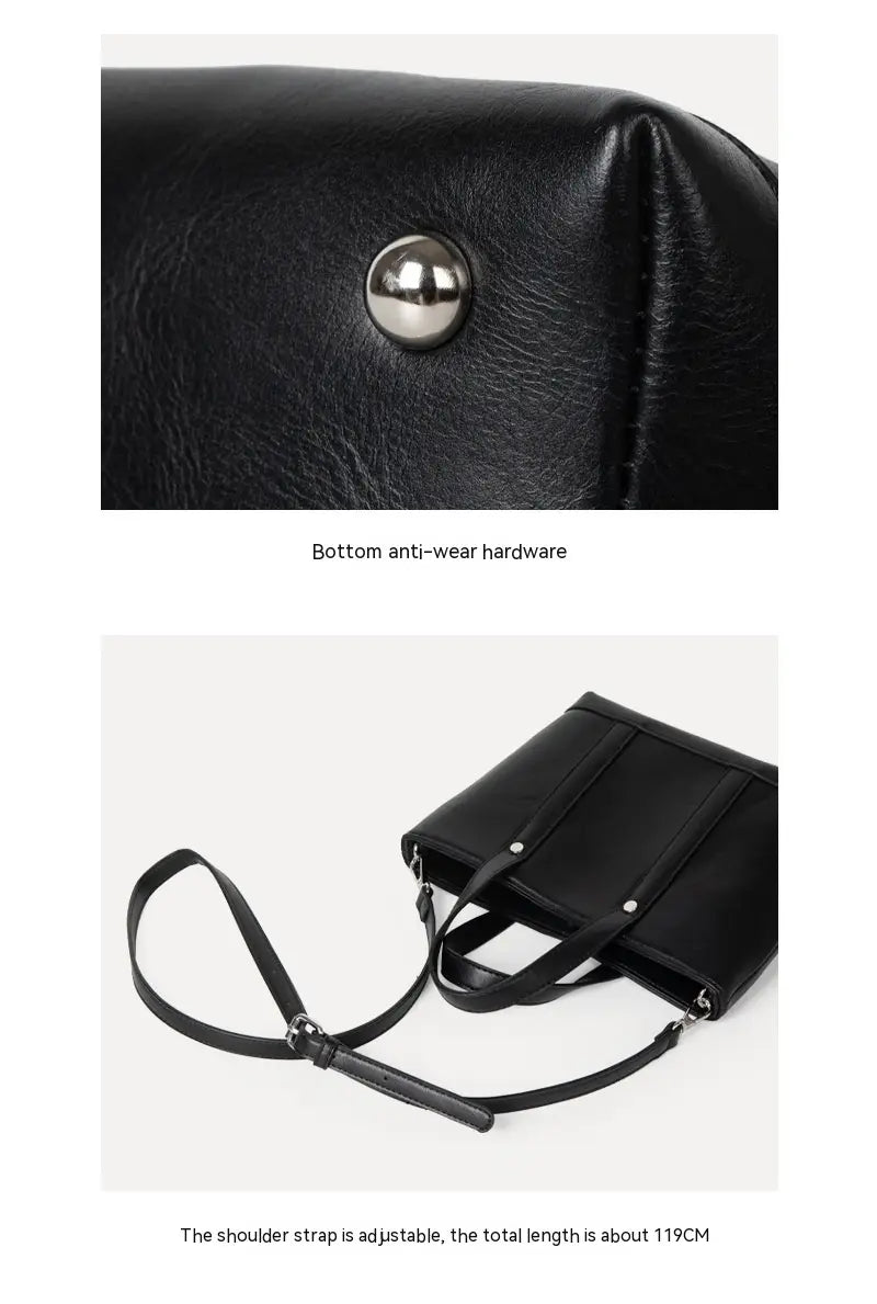 Korean Style Large Capacity Bag with Oil Wax Leather and Simple Casual Design