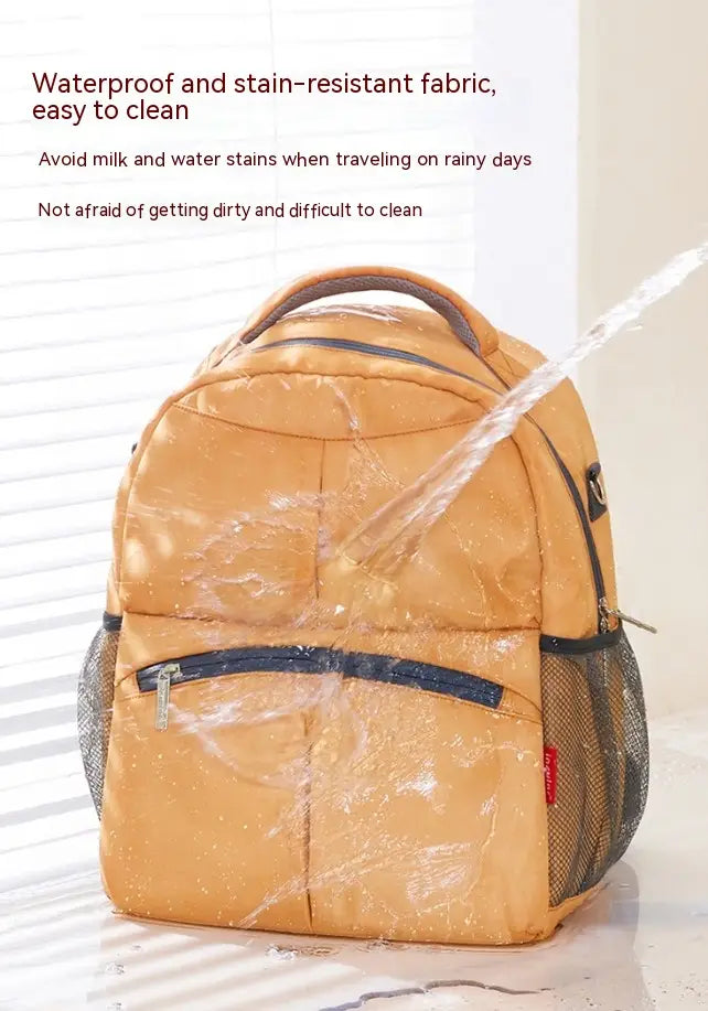 Waterproof Baby Bag with Spine Protection and Breathable Material in Saddle Brown