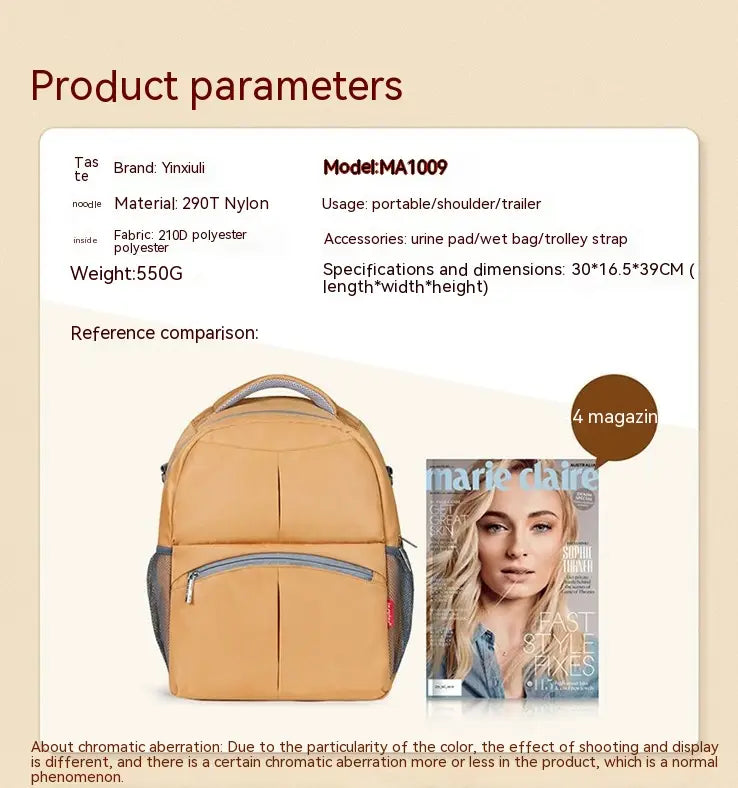 Waterproof Baby Bag with Spine Protection and Breathable Material in Saddle Brown