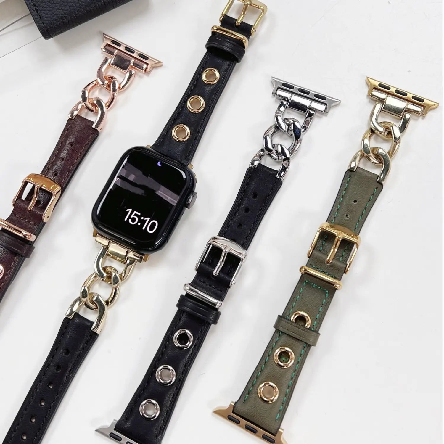 Chain Three-hole Retro Leather Leather Strap