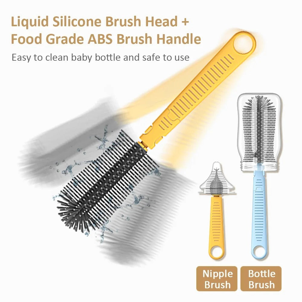 Portable Baby Bottle Brush Set Silicone - Brush Your Stress Away with Our Nifty Bottle Brush Set