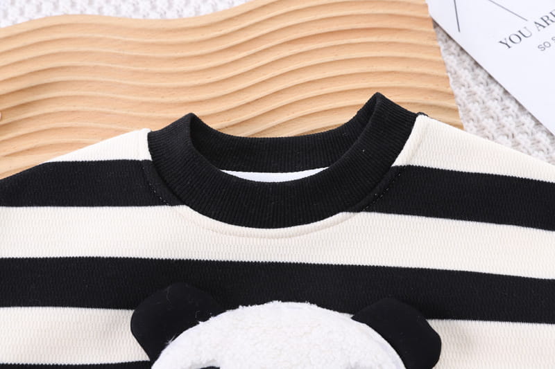 Fleece-lined Cartoon Cute Stripes Round Neck Sweater Suit