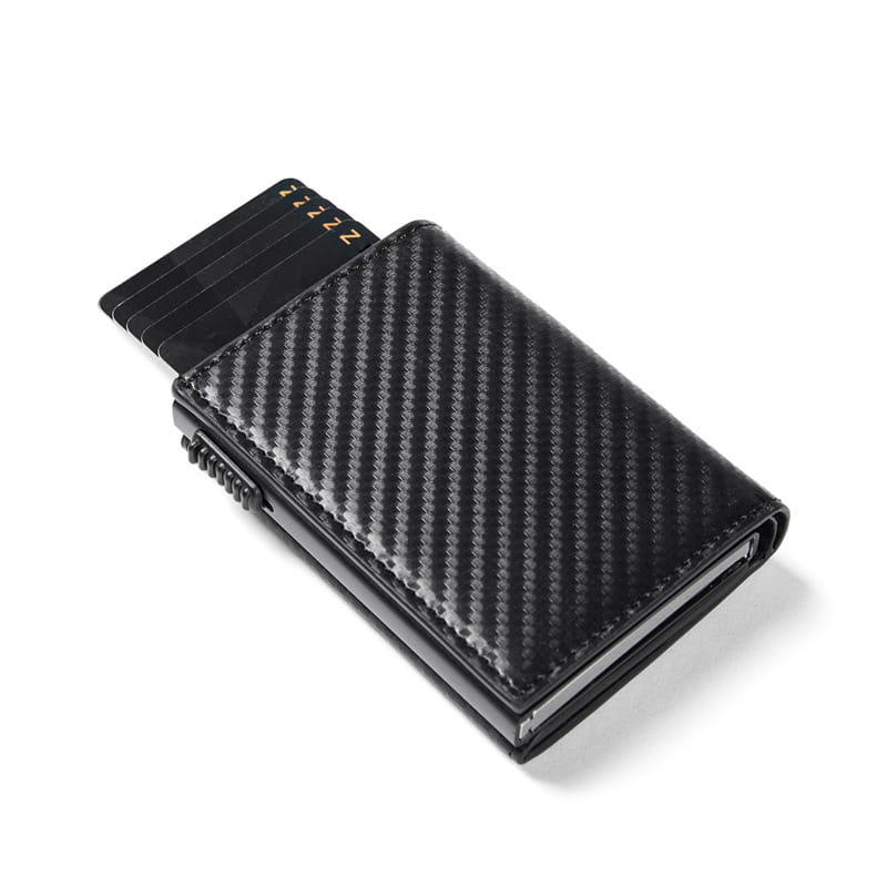 Black Carbon Fiber Microfiber Wallet for Men and Women with RFID Protection