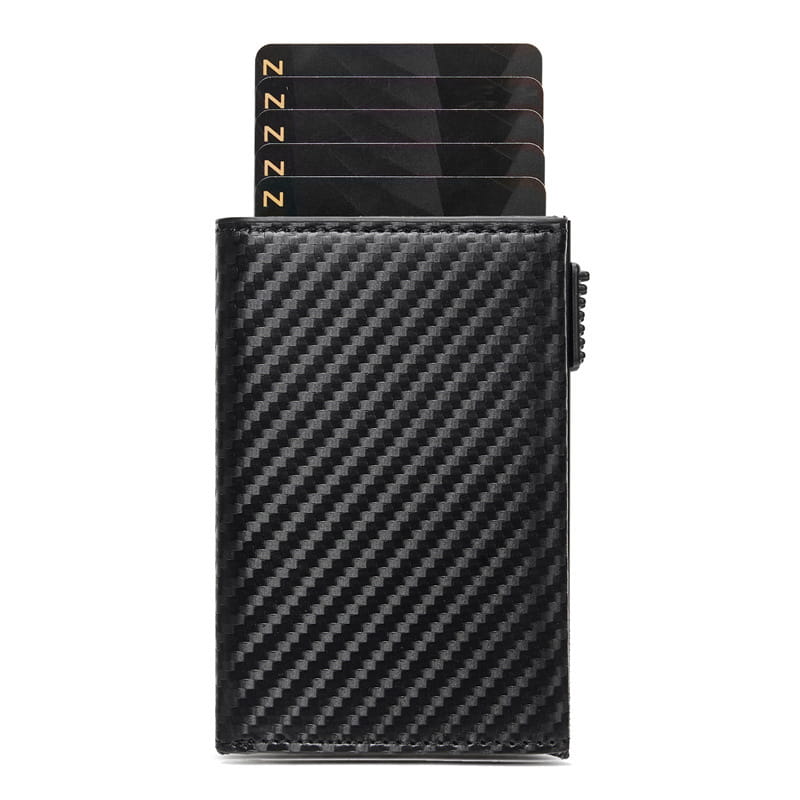Black Carbon Fiber Microfiber Wallet for Men and Women with RFID Protection