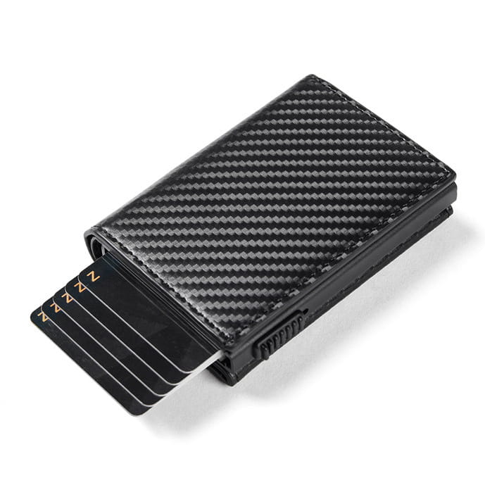 Black Carbon Fiber Microfiber Wallet for Men and Women with RFID Protection
