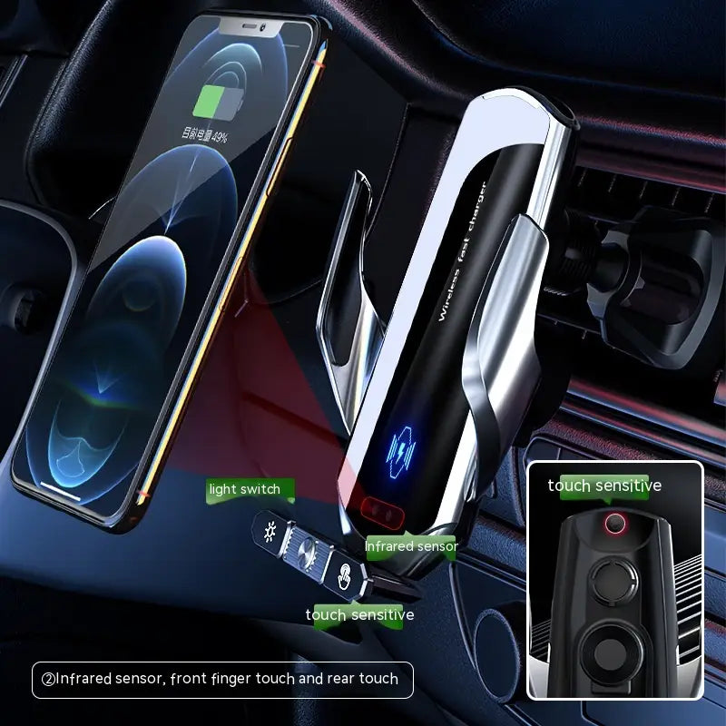 Wireless Car Phone Holder for United States Cars with Fast Charging and Clamping