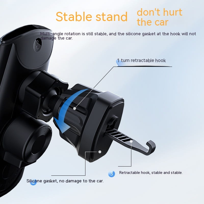 Wireless Car Phone Holder for United States Cars with Fast Charging and Clamping