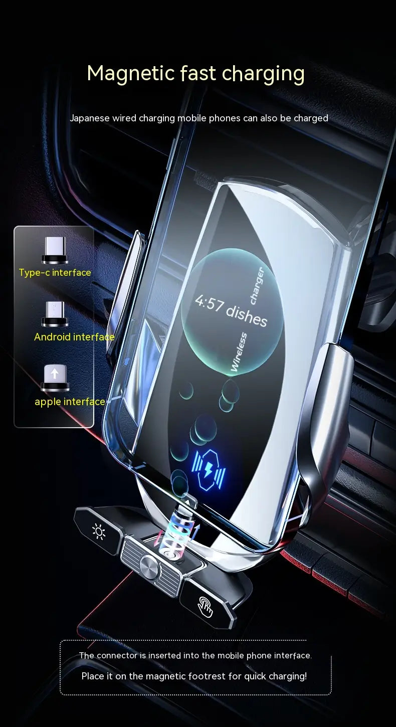 Wireless Car Phone Holder for United States Cars with Fast Charging and Clamping