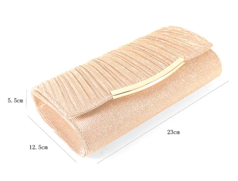 Ladies Dinner Bag with Solid Color Flap Chain Crossbody Clam shell Style