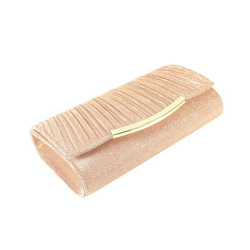 Ladies Dinner Bag with Solid Color Flap Chain Crossbody Clam shell Style