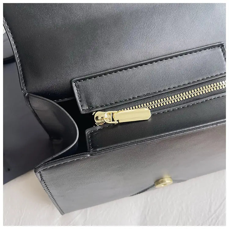 Stitching Square Pouch with Mining Stone Pattern Leather and Internal Pocket