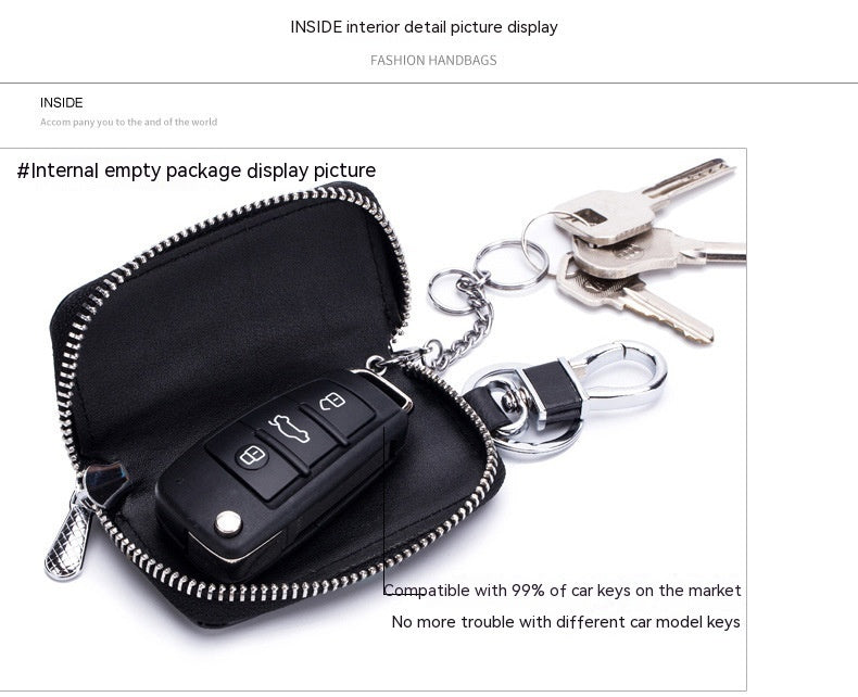 Leather Zipper Car Key Case - Chic Leather Zipper Car Key Case for Style on Wheels