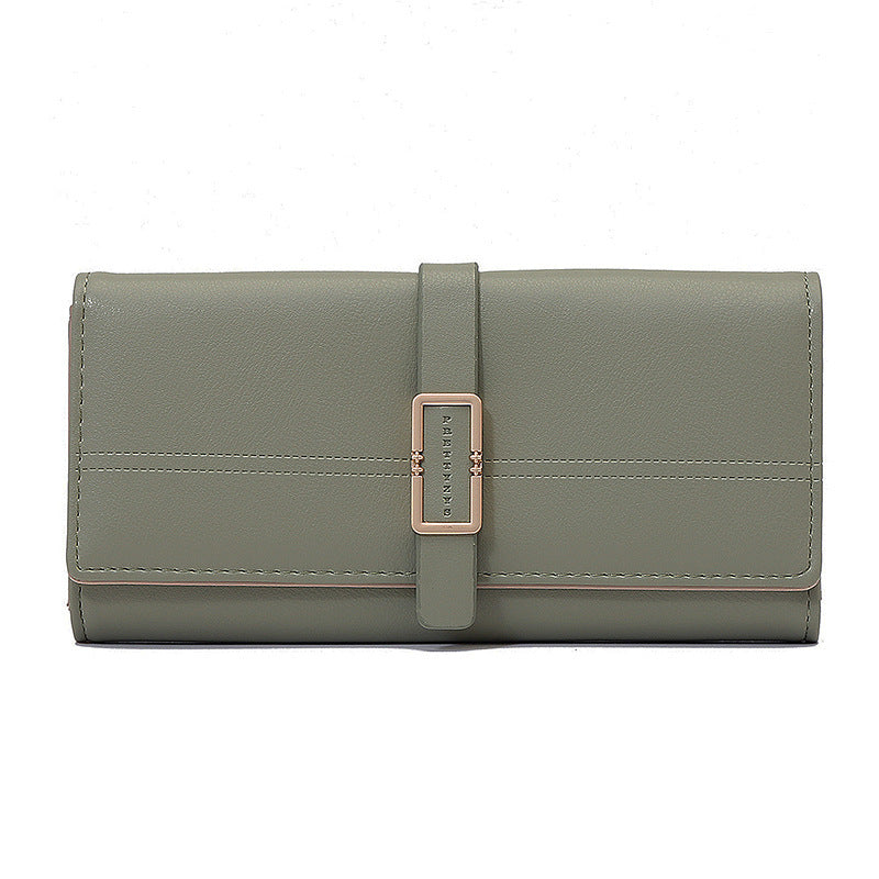 Long Metal Buckle Simple Tri-fold Clutch - Long Metal Buckle Clutch for Fashionably Forgetful