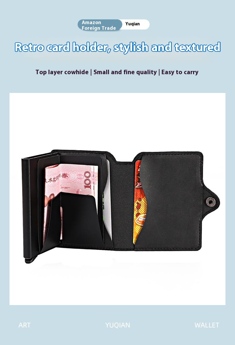 Sealbhóir Cárta Leathar Pu Ultra Solas d'fhir agus do mhná dubh nó donn dorcha