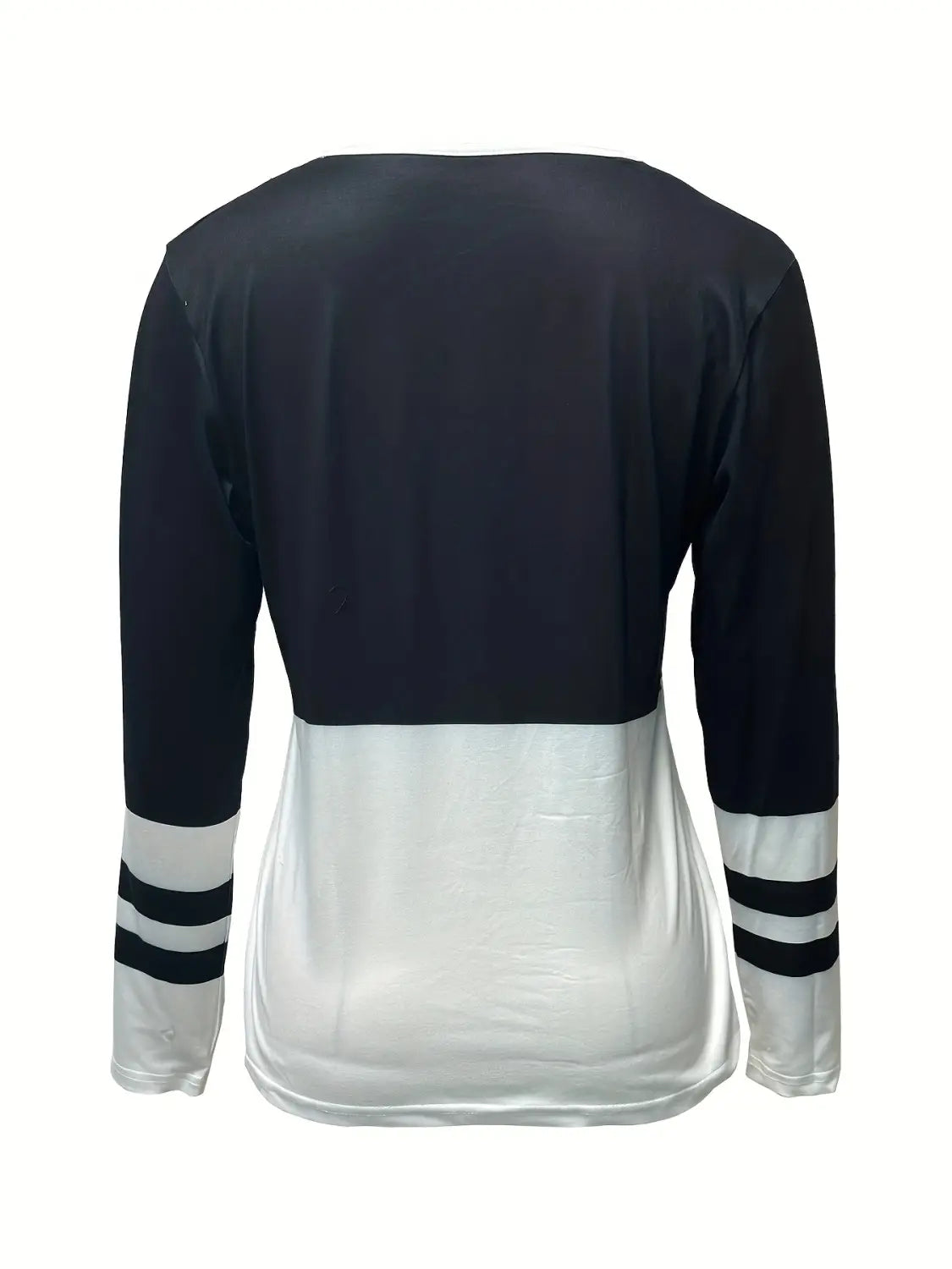 Frauen gestreift V Hals Langarm Kleid Schwarz Milch Seide Polyester Freizeit Mode