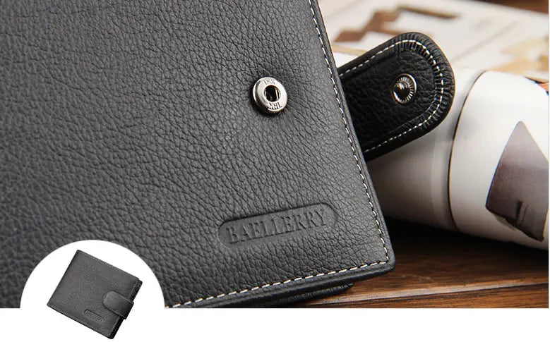 Leather Wallet Two Fold with Zipper Buckle in Black or Brown for United States and CHF Buyers