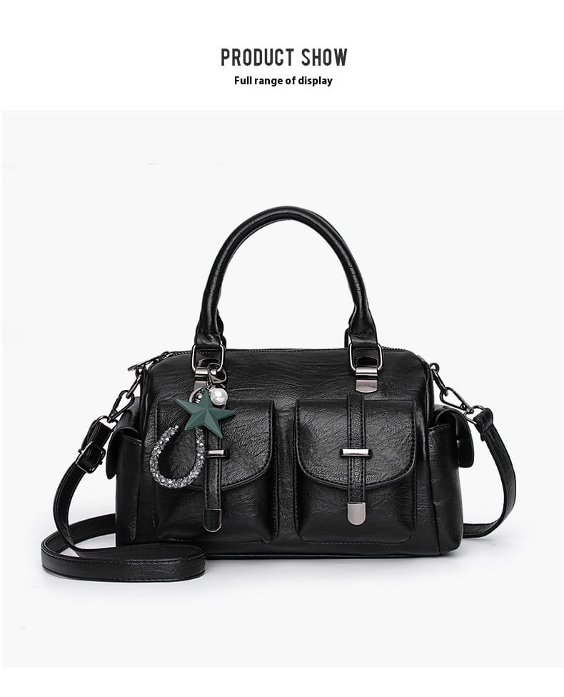 Geanta de umăr din piele PU cu compartimente cu fermoar pentru femei multiple culori