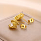 18K Gold Stainless Steel Studs Ocean Series Piercing Earrings - Gold Stainless Steel Studs That Make Waves