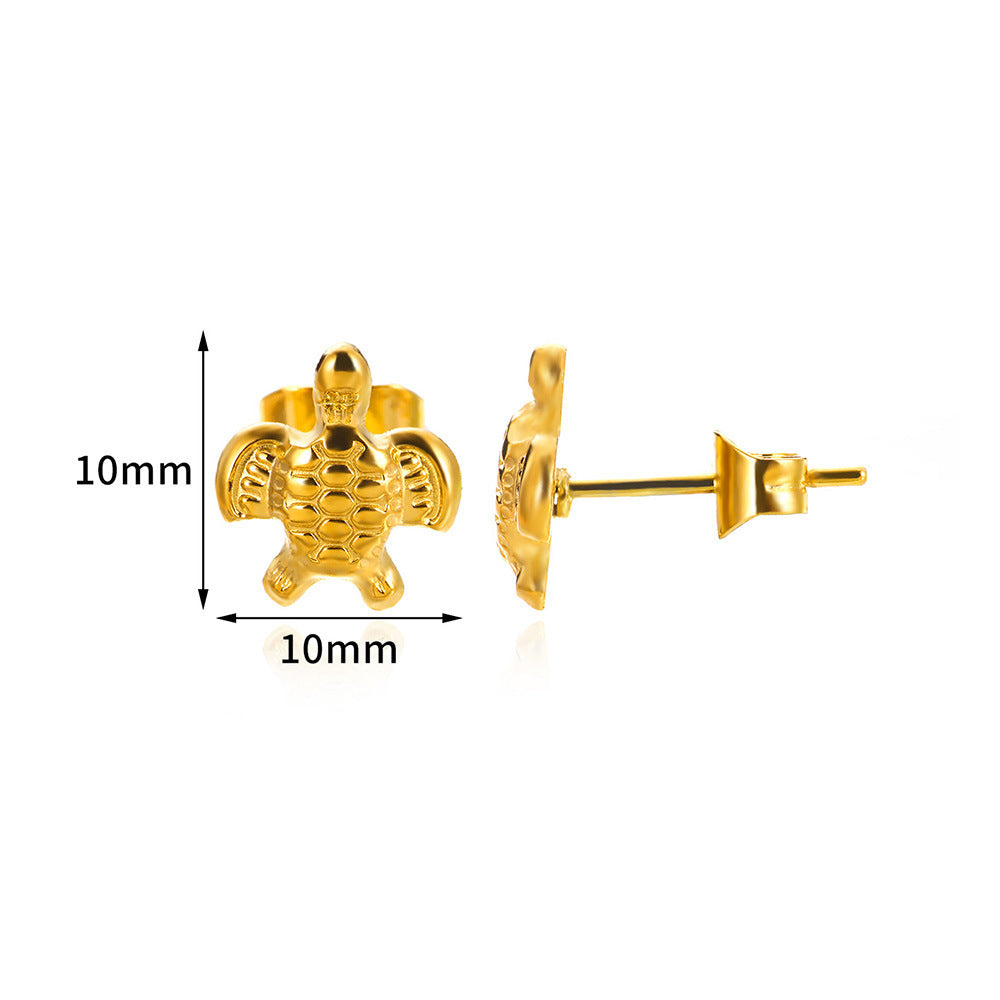 18K Gold Stainless Steel Studs Ocean Series Piercing Earrings - Gold Stainless Steel Studs That Make Waves