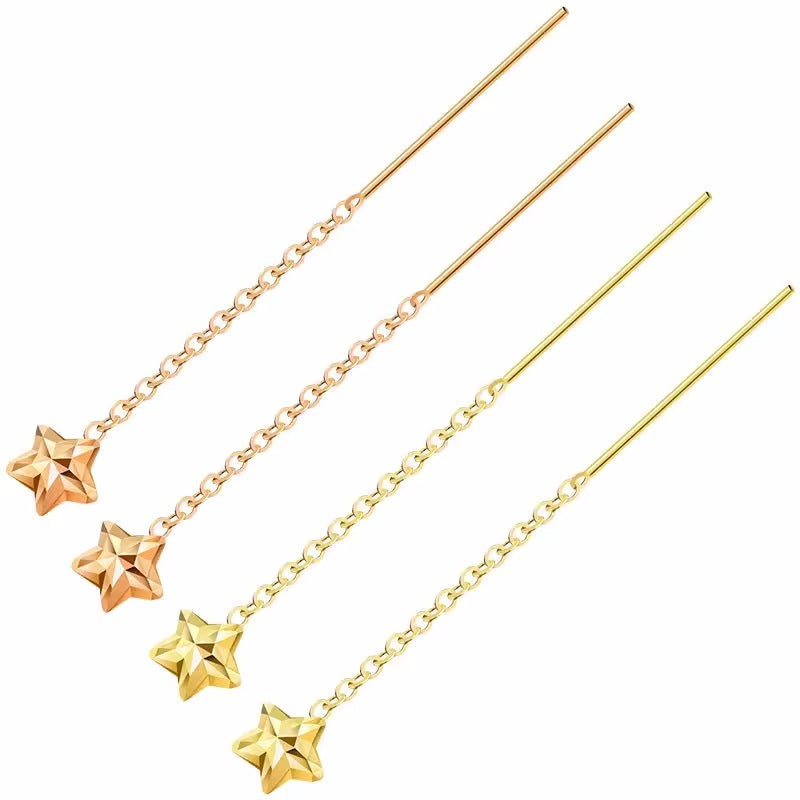 18K Gold Star Ear Line Au750 Gold Plated Earrings - Sparkle Like a Star with 18K Gold Earring Magic