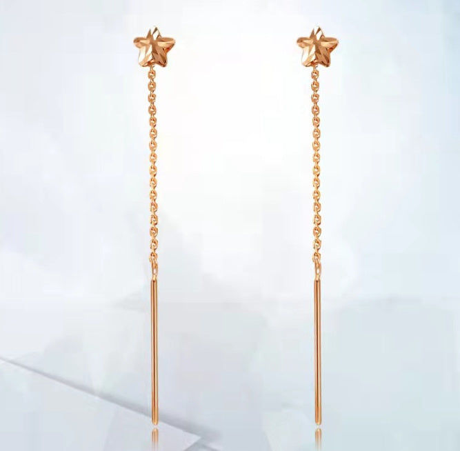 18K Gold Star Ear Line Au750 Gold Plated Earrings - Sparkle Like a Star with 18K Gold Earring Magic