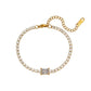 18K Real Gold Plated Square Zircon Tennis Chain Bracelet Necklace - 18K Gold Plated Titanium Steel Square Zircon