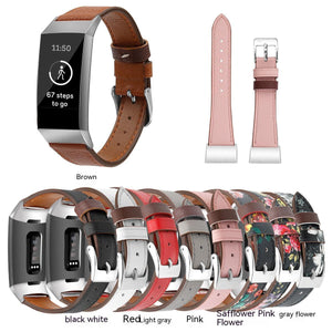 18mm Pointed Tail Shrink Belt for Fitbit Charge 34 Smart Watch in Multiple Colors - Teleplus Genuine Leather Strap