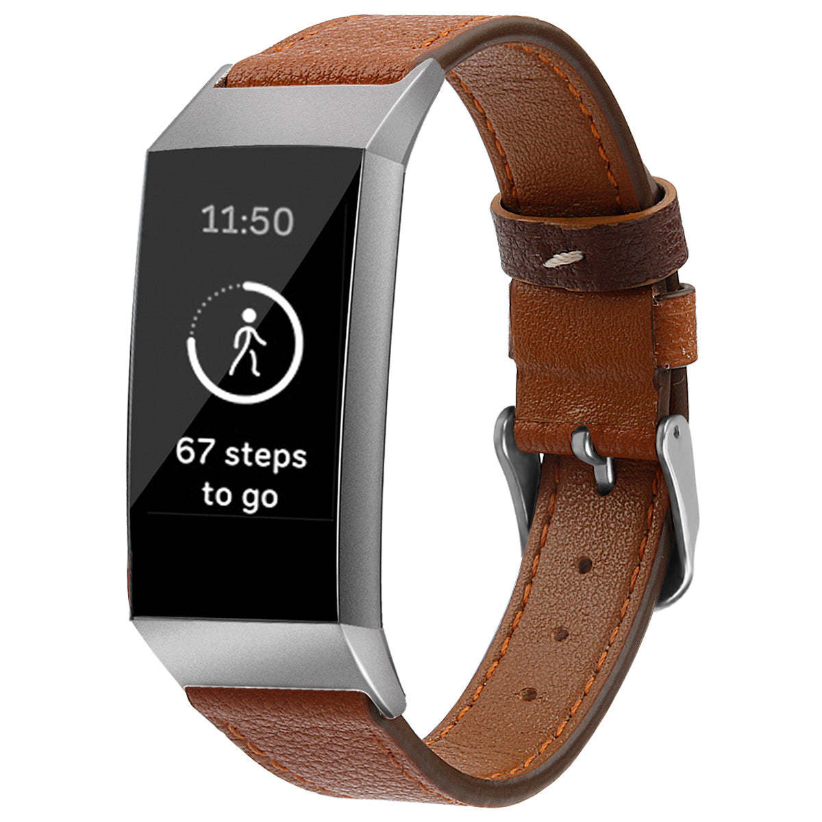 18mm Pointed Tail Shrink Belt for Fitbit Charge 34 Smart Watch in Multiple Colors - Teleplus Genuine Leather Strap