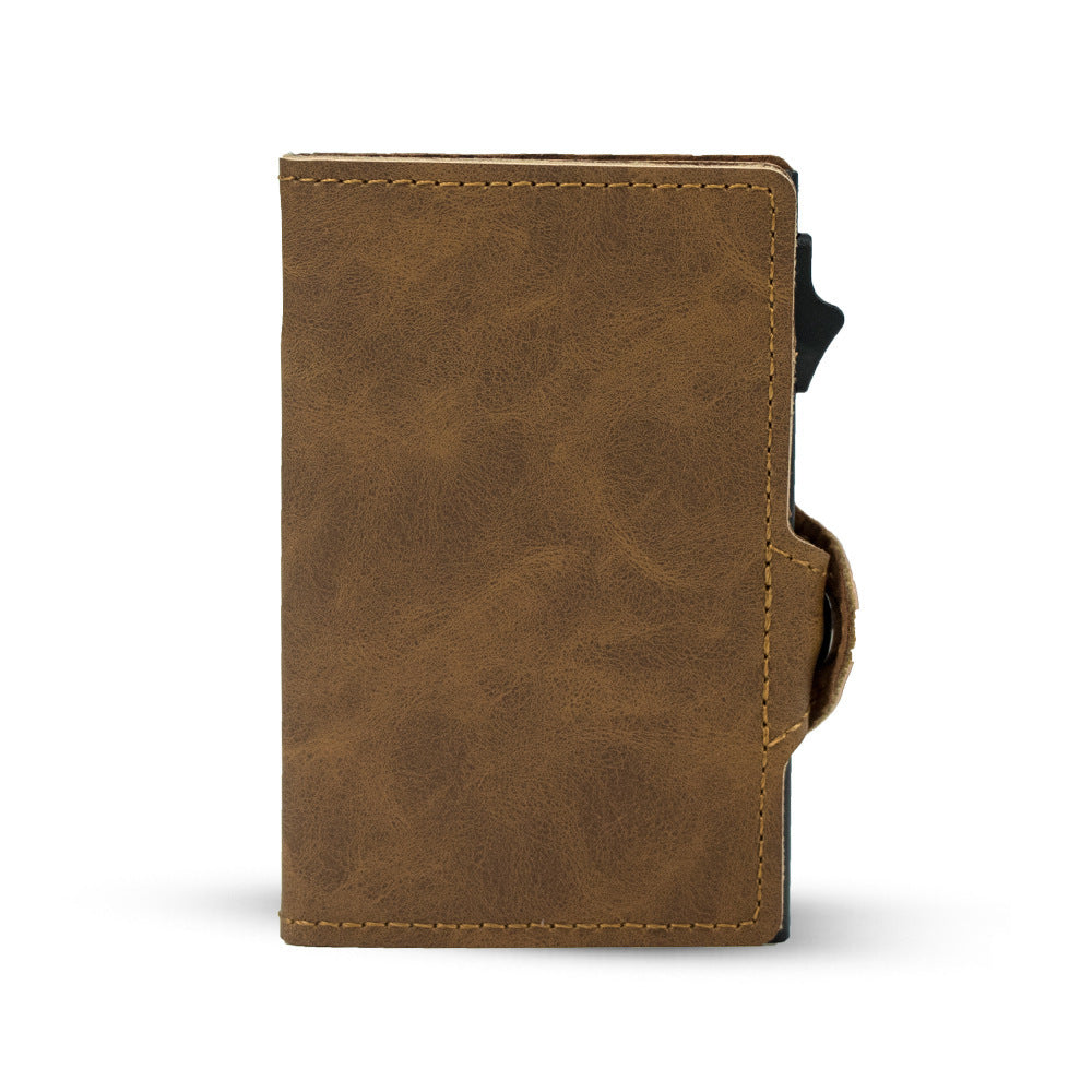 Side Push Pop-up Card With Paper Money Card Holder - Get Your Retro Brown Card in Carbon Fiber Style