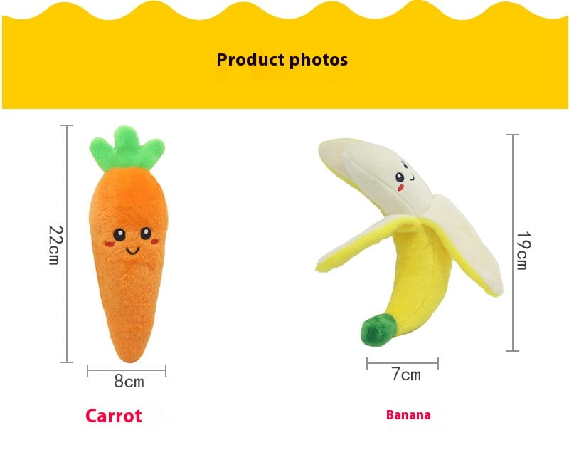 Kissan muhkeat lelut vihannes- ja hedelmämuotoinen vuorovaikutteinen pehmeä lemmikkilelu