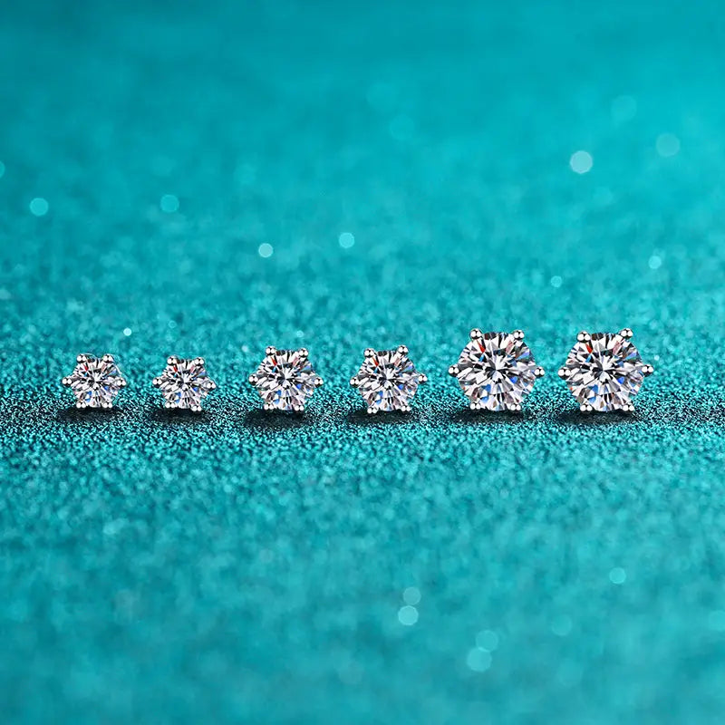 925 Sterling Silver Stud Earrings With Six Claws