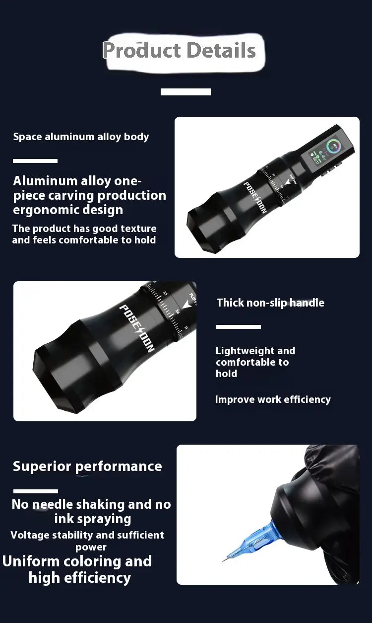 Portable Charging Poseidon Tattoo Pen Set