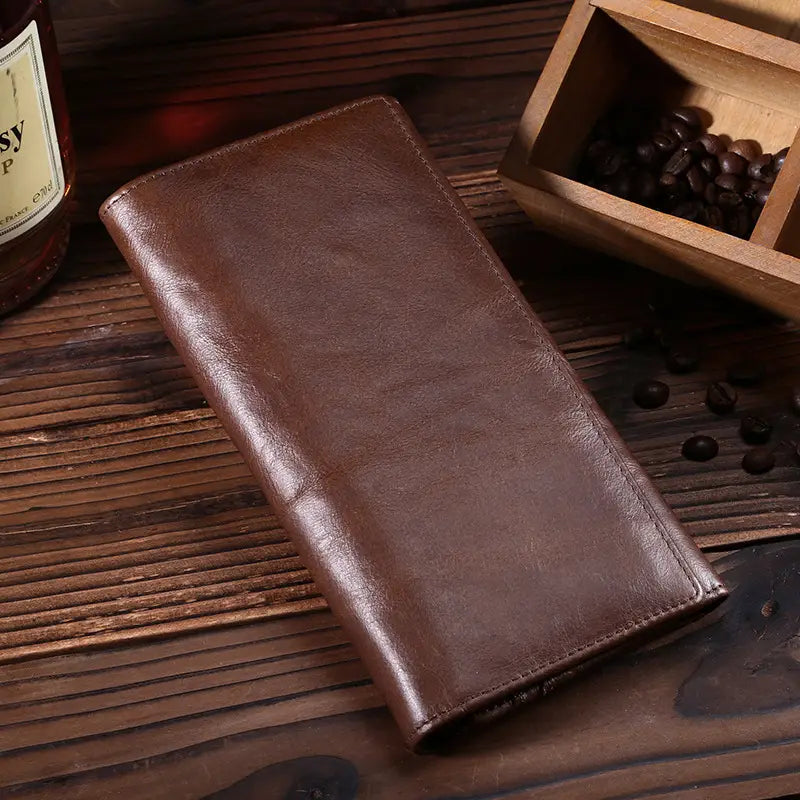 Unisex Leather Wallet in Brown with Zipper Buckle for the United States