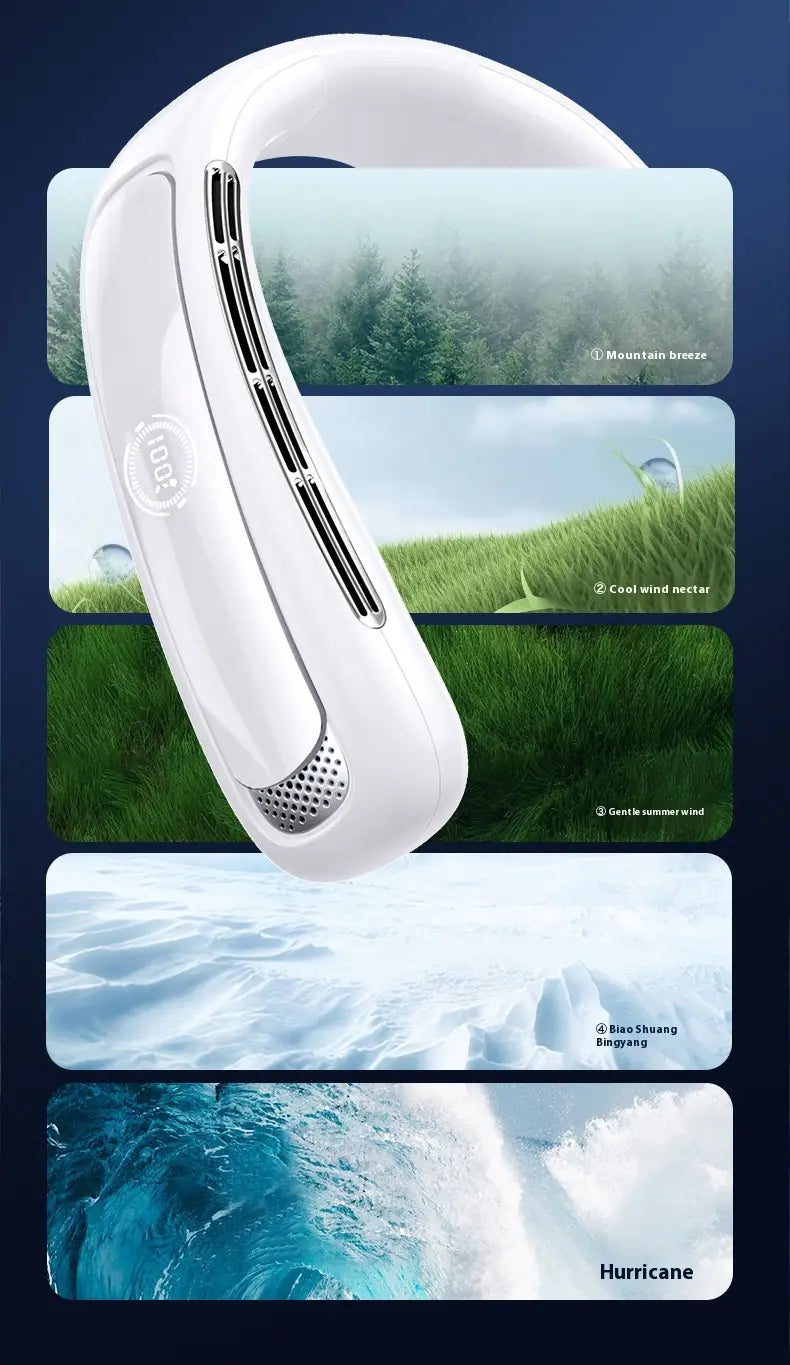 Halter Fan USB Portable Charging with Digital Display and Strong Wind Modes