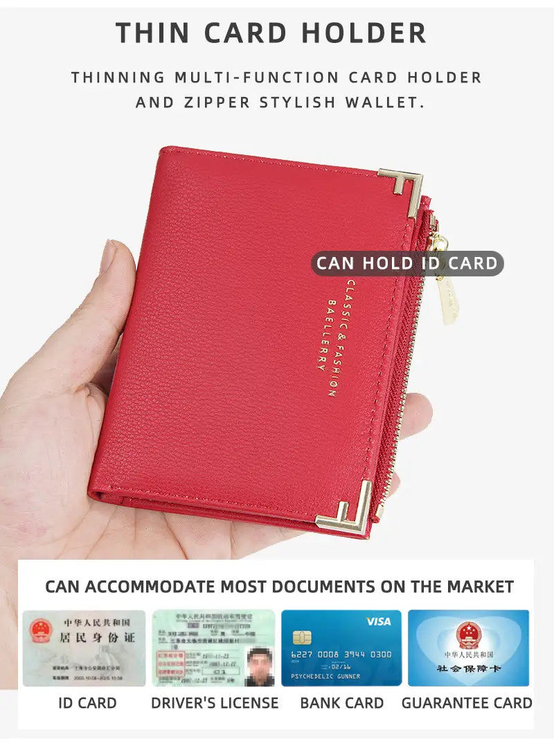 Mitmevärviline sünteetiline nahast rahakott kaardipesade ja kompaktse kujundusega