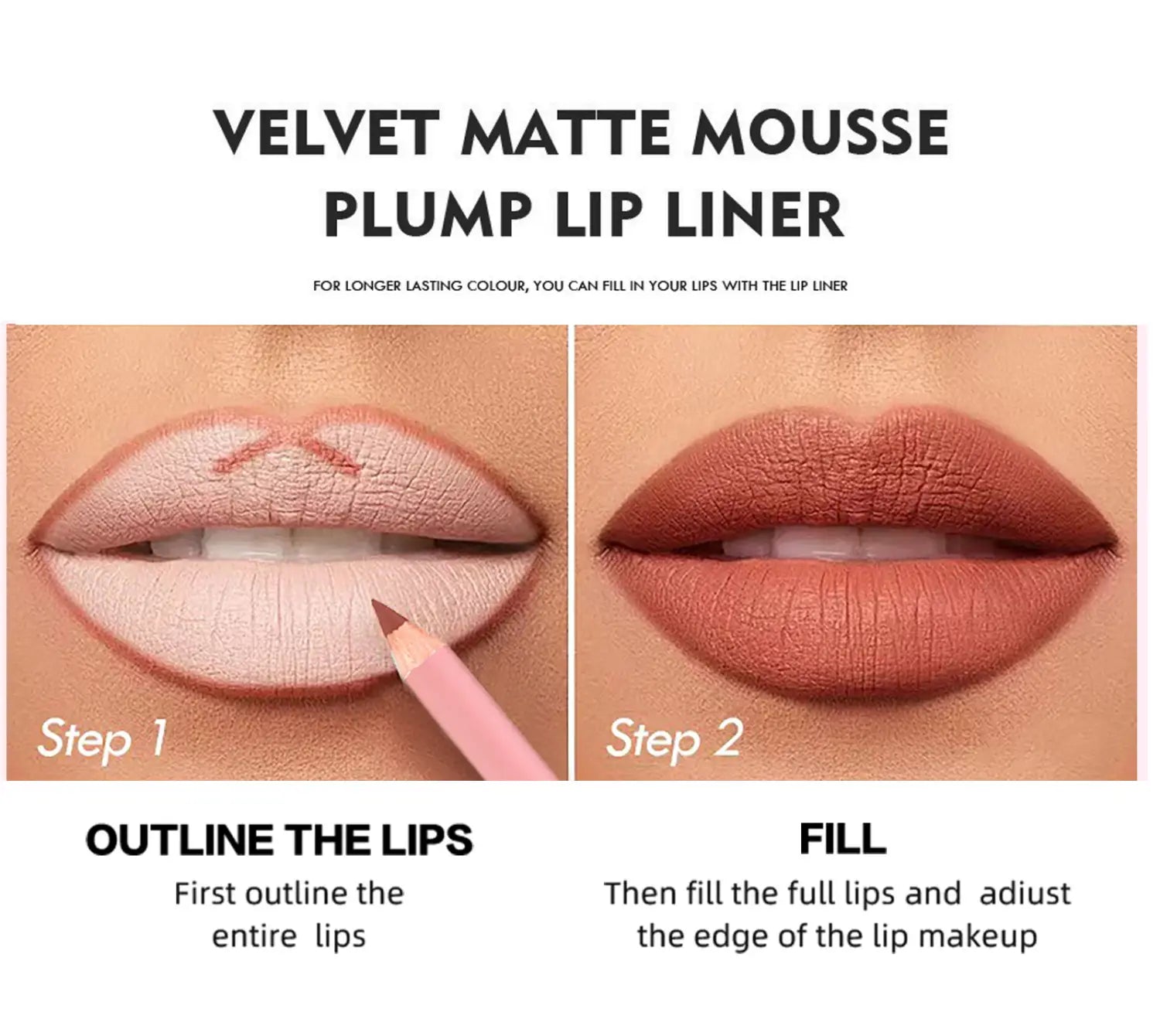 Single Lip Liner for Matte Lipstick and Color Enhancement