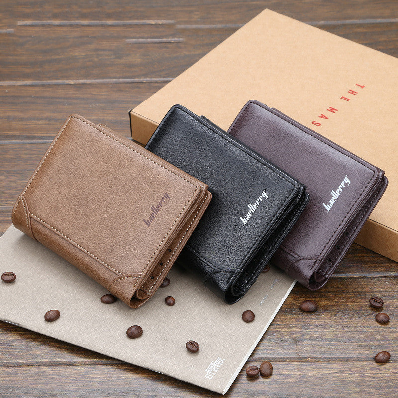 Wallet Men’s Short Korean Version Of The Vertical Multi-card Position Three-fold Small Wallet Thin Buckle Coin Purse