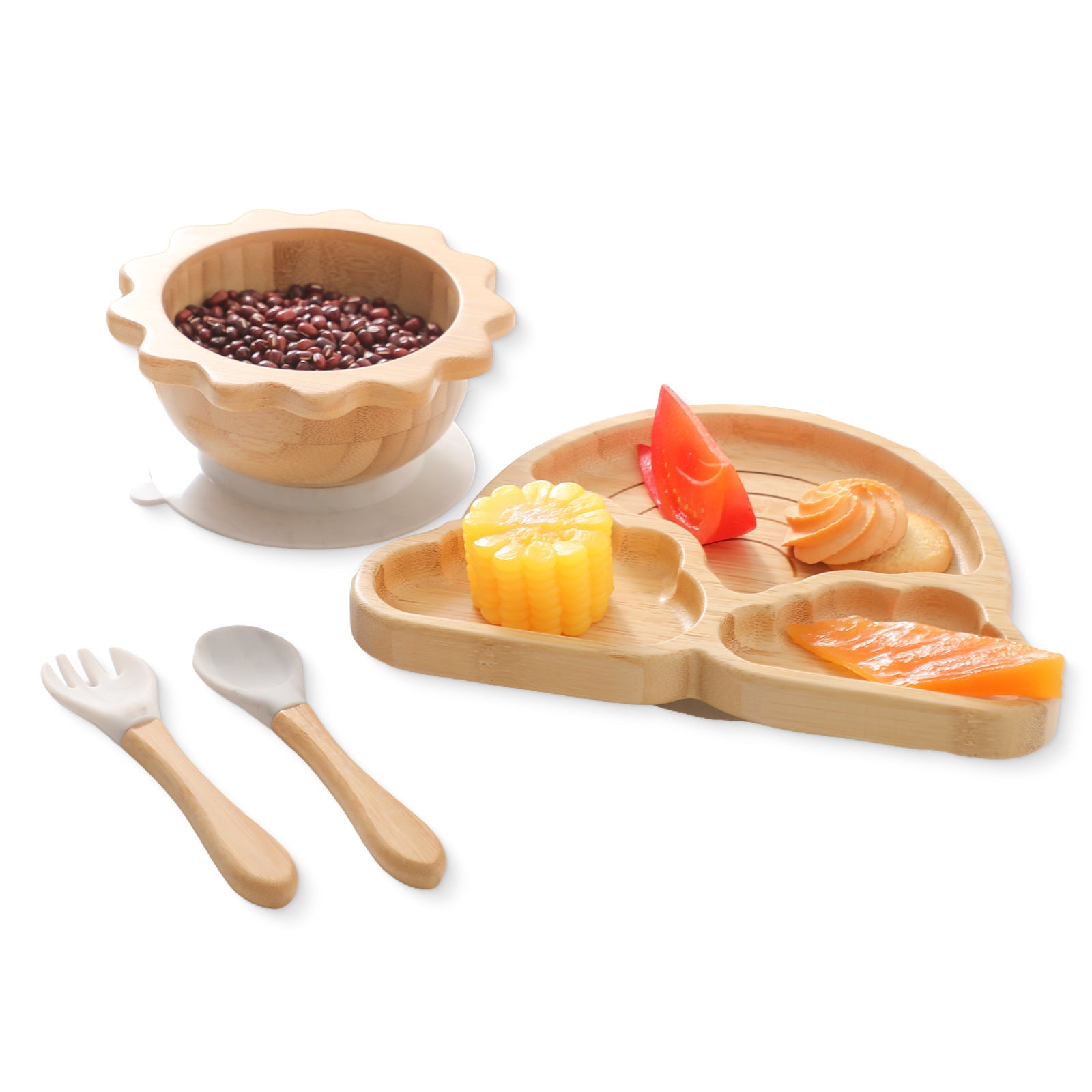 Nordic Style Baby Bamboo Tableware Suit Combination Spork - Sun Bowl Cloud Tableware: Spork-tacular Baby Fun