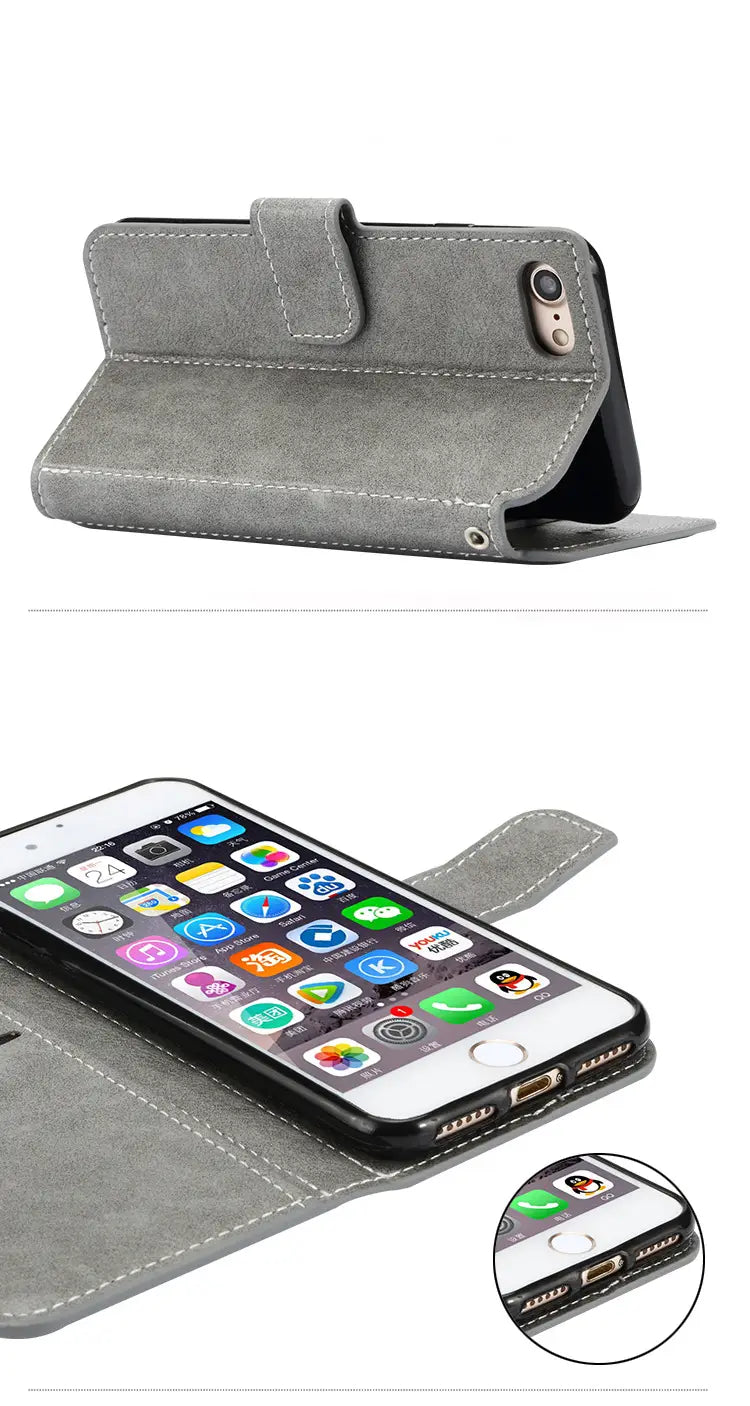 Flip phone leather case wallet