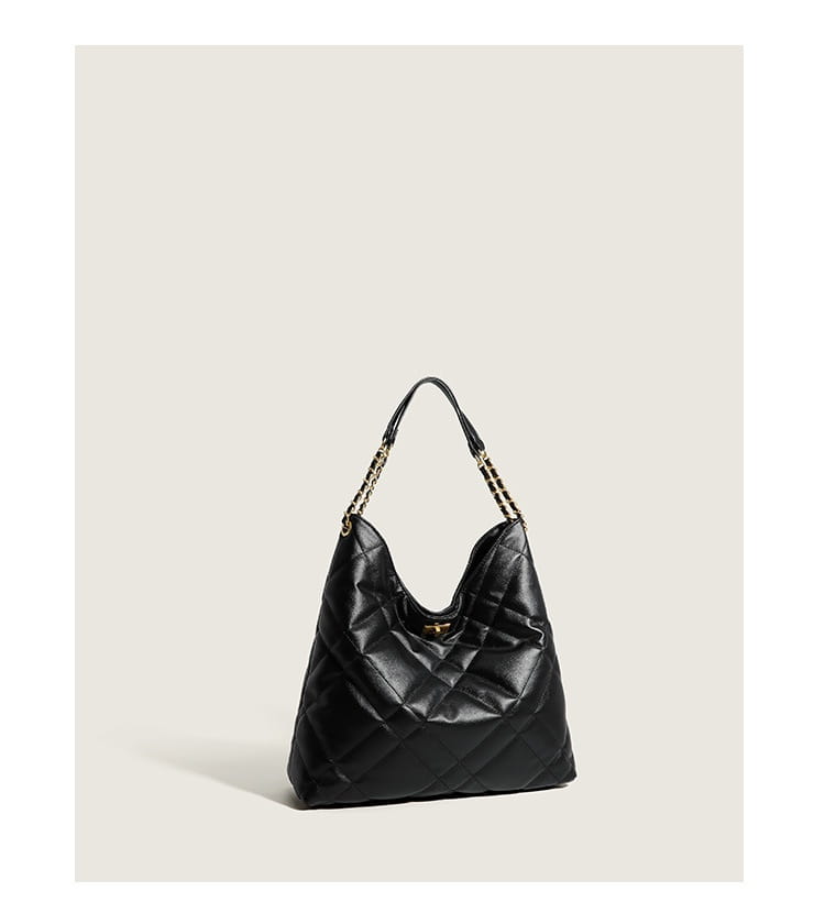 Classic Style Rhombus Urban Shoulder Bag with Large Capacity Genuine Leather Chain