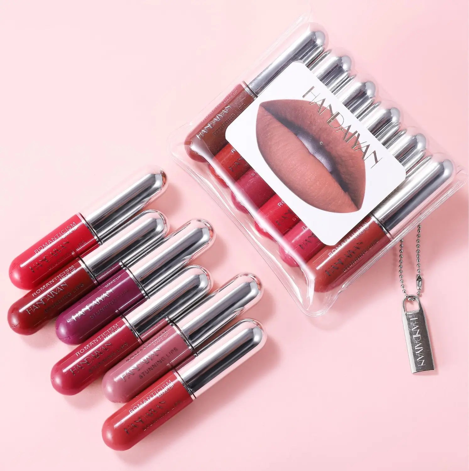 Waterproof 6-Color Lip Gloss Suit with Stain-Free Capsules for Lasting Wear