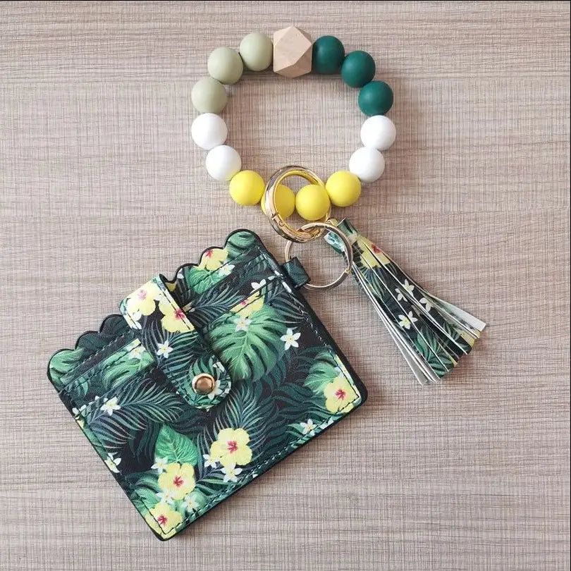 Unisex Leather Card Holder for Fashion Beaded Bracelet and Accessories