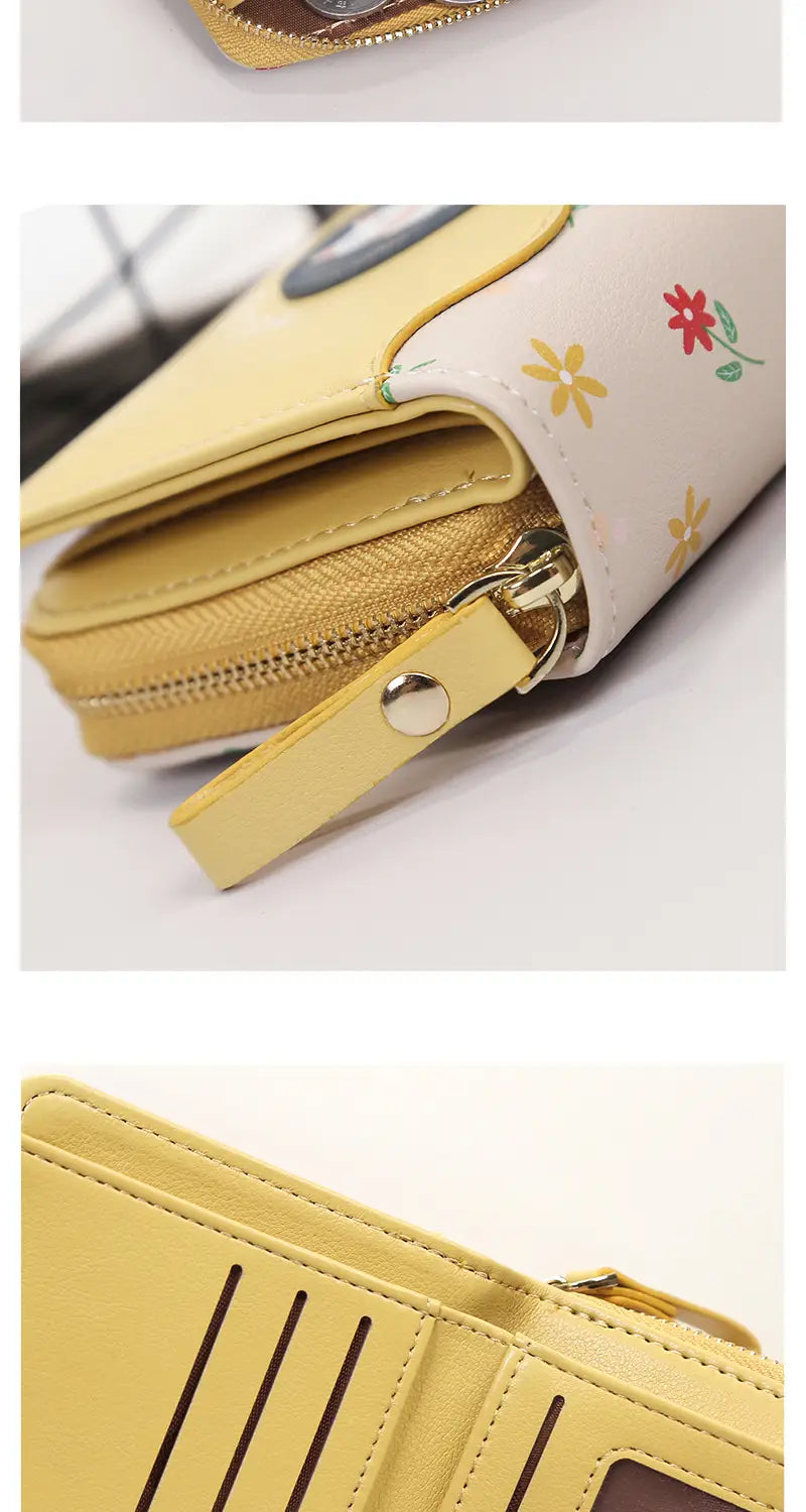 Minimalist Patchwork Wallet in Bright Yellow and Black for Women