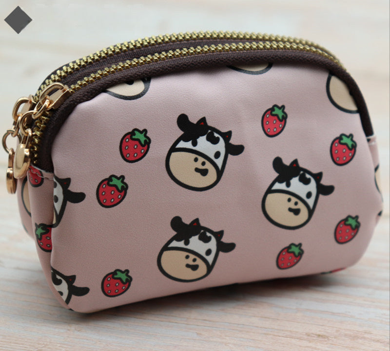 Multi Card Short Small Change Purse Lady - Multi Card Purse Perfect for Pink Cow Enthusiasts