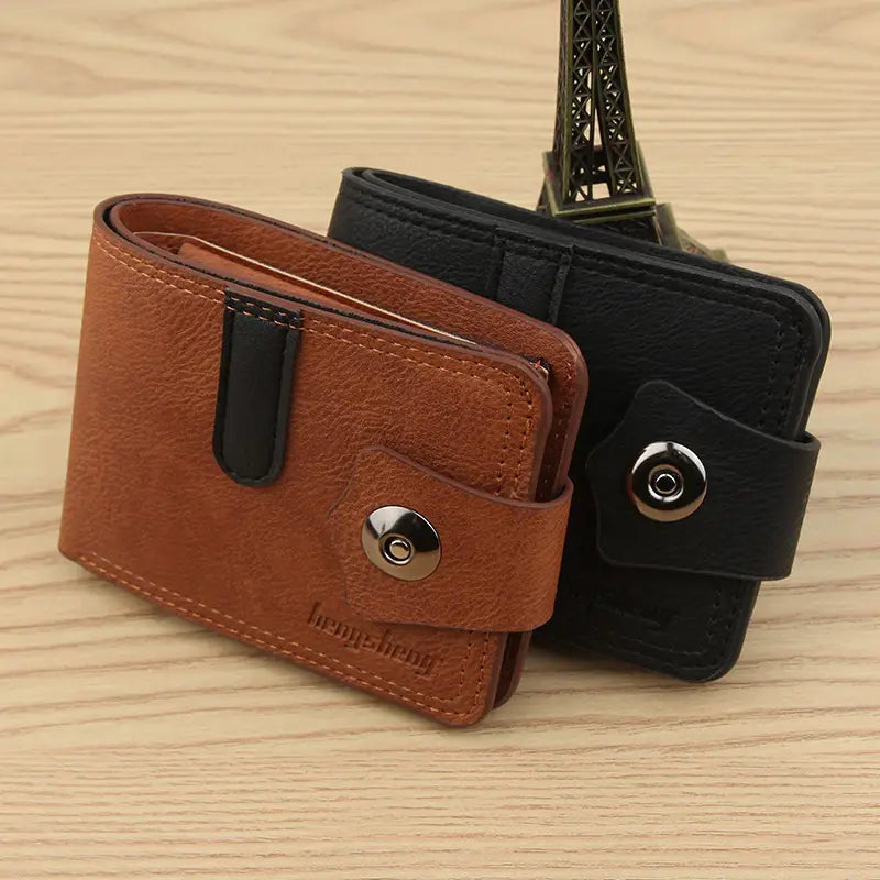 Mini Short PU Leather Wallet with Card Slots and Coin Pocket for United States Buyers