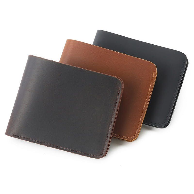 Men’s Leather Cowhide Wallet with Multiple Card and Cash Slots in Black