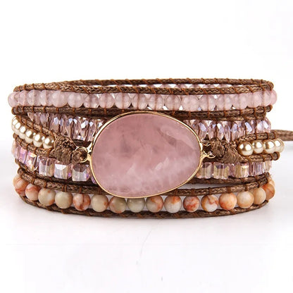 Hot Sale Bohemian Winding Natural Semi-Precious Stone armbånd