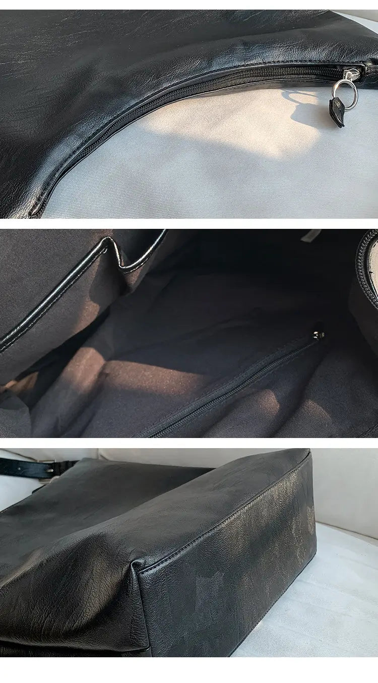 Casual Soft Leather Tote with Polyester Lining and Dumpling Shape Design