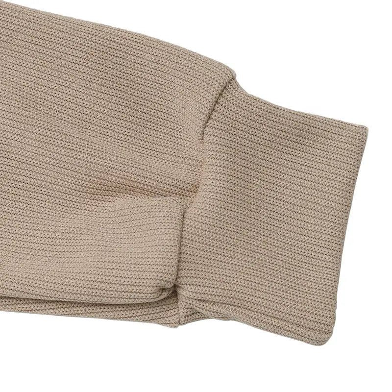 Khaki hosszú ujjú pulóver nőknek utcai ruházat divat poliészter vékony pulóver